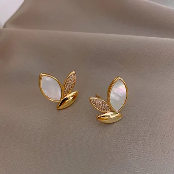 2020 Naujas sutartis korėjos aukšto rango metalo lapai auskarai mados mažų šviežių blizga kristalų Moterų Stud auskarai elegantiškas saldus