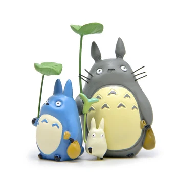 3pcs/daug Mano Kaimynas Totoro Su Lapų Mielas Paveikslas Žaislai Studio Ghibli Hayao Miyazaki Anime PVC Veiksmų Skaičius, Surinkimo Modelis Žaislas