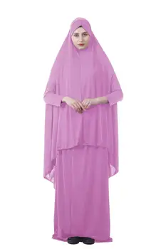 2vnt Musulmonų Moterų Ilgas Chalatas, Dubajus Galvos apdangalą Suknelė, Hijab Jellaba Khimar Garbinti Suknelė Artimųjų Rytų Malda Kaftan Ramadanas