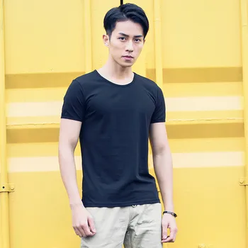 4041 - vasaros nauji vyriški trumparankoviai marškinėliai apvalios kaklo kontrasto spalvų spausdinimo prarasti tendencija jaunimo T-shirt