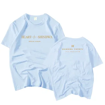 Naujas atvykimo shinhwa 20 metų albumo širdies visos jūsų 2018 spausdinimo vasaros marškinėliai kpop unisex o kaklo trumpomis rankovėmis laisvi marškinėliai