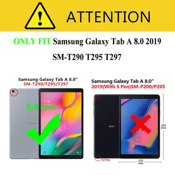 Už Samusng Galaxy Tab 8.0 colių (2019 m.) SM-T290 T295 T297 Tablet Atveju Vaikas Minkšto Silicio Atveju, atsparus smūgiams Shell Atveju +filmas+rašiklis