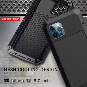 Sunkiųjų Apsaugos Atveju iPhone 12 Pro Max Doom Metalo Šarvai Aliuminio Dangtelis, Skirtas 