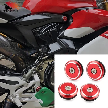 Nauja Raudona 4 Gabalus Motociklo Aliuminio Rėmas Skylės Dangtelis Ducati 899 959 1199 1299 Panigale/Panigale S Panigale V4 S 2012-2018