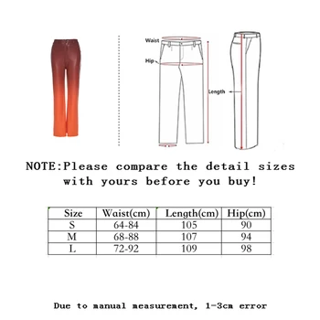 Vangull Gradiento Spalvos Dirbtiniais PU Odos Kelnės Moterims 2020 Nauji Aukštos Juosmens, Tiesios Kelnės Prarasti Vintage Mados Streetwear Kelnės