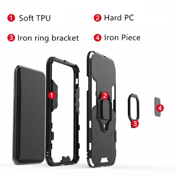 HereCase Už Xiaomi Pocophone X3 Dangtis atsparus smūgiams Šarvai Atveju Žiedas Magnetizmo Turėtojas Padengti Poco X3 NFC Atveju