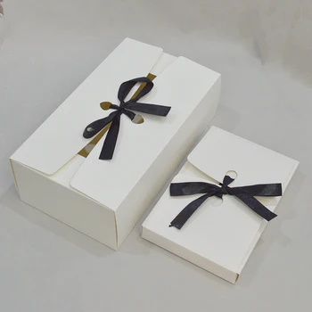 10vnt Popieriaus Giftbox Balta Juoda Kraft Užsakymą Pakuotės Dėžutė Su Kaspinu Dovanų Dėžutė Pakuotės Saldainiai Vestuvių Dovanų Dėžutėje Didelis