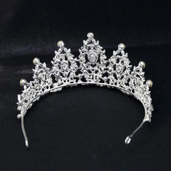 Prabangių Vestuvių Tiara Moterų Galvos Apdangalas Karalienė, Princesė Galvos Apdangalai Nuotaka Crown Blue Stone