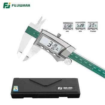 FUJIWARA 0-150mm Skaitmeninis Ekranas Nerūdijančio Plieno Suportas 1/64 Frakcija/MM/Colių LCD Elektroninių Vernier Suportas