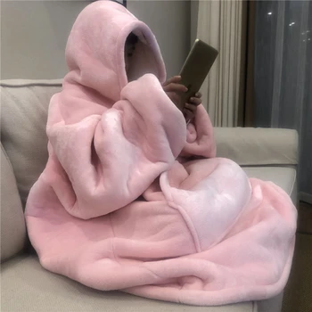 Vientisos spalvos šiltas gobtuvu antklodė žiemos drabužių storio patogiai TV antklodė palaidinukė suaugusių vaikų čiužinys pad