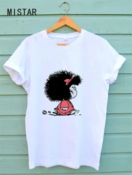 Toda Mafalda Mielas Animacinių filmų marškinėliai moterims Harajuku laiškas spausdinti Trumpas Rankovės mados Kawaii Kūrybiškumą Atsitiktinis Mergina Streetwear Viršūnės