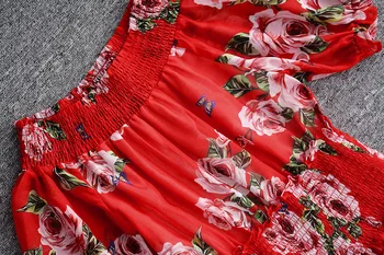 Nauja vasaros žvaigždė Europoje ir Amerikoje, suknelė raudona spausdinti suknelė