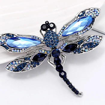 Mėlyna/Juoda Kristalų Derliaus Dragonfly Sages Moterims Didelio Laipsnio Vabzdžių, Sagės, Segtukai, Kailis Reikmenys, Gyvūnų Papuošalai, Dovanos