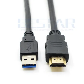 Automobilio prietaisų Skydelyje Flush Mount USB3.0&HDMI Vyrų ir Moterų USB A-type+ HDMI suderinamus Moterų uosto į USB A-type male + HD Male Plug