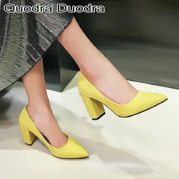 2020 m. rudenį seklių pažymėjo tne dirbtiniais suede moteris batai blokuoti aukšti kulniukai geltona pilka raudona moterų adatos (stiletai) suknelė siurbliai dydis 33-43