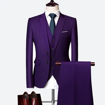 2019 mens užsakymą suknelė užsakymą jaunikis smokingas vyrų kostiumas vyriški vestuvių kostiumą verslo atsitiktinis vientisos spalvos kostiumas 3 dalių komplektas, dydis S-6XL
