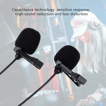 Dual Galvos Mikrofonas Kondensatorius Dual-galvos Atlošas prisegamasis Mikrofonas (3,5 MM Smartfon