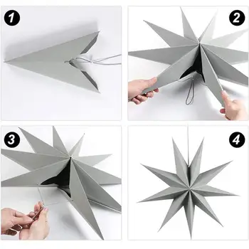 3Pcs Origami Lempa Atspalvių Devyni-Pažymėjo Star Popieriaus Lankstymo Lempa Atspalvių Šalis Kabo Pakabukas Kalėdinių Aksesuarų Atsitiktine Spalva