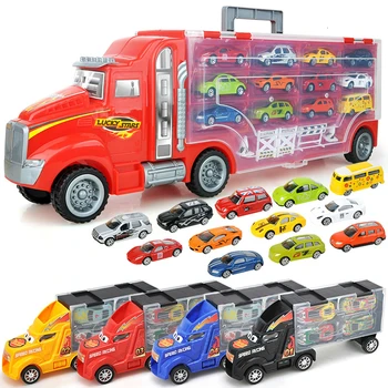 Didelis Transporto Automobilių Konteinerių Vežėjo Didelis Sunkvežimis Transporto Priemonės, Žaislai, Kuriuose Yra Mini Diecast Automobilių Modelį Žaislai Vaikams Berniukams Gimtadienio Dovanos