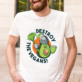 Sunaikinti Veganai Juokinga Stabdžių Veganų Marškinėliai Avokado Humoro Grafinis Marškinėliai Medvilnė