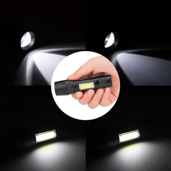 Mini T6 COB LED Žibintuvėlį, Fakelą USB Lempa Zoomable Kišenėje Penlight Šviesos 30000LM Smūgiams, Atsparus Vandeniui #5J12