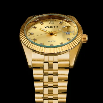Aukso Relogio Masculino Šviesos Laikrodžiai Vyrams Klasikiniai Mada Sporto Nerūdijančio Plieno Data Kvarco Verslo Laikrodis Reloj Hombre
