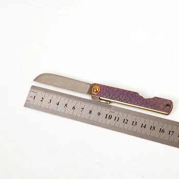 Kišenėje sulankstomas peilis lauko EDC įrankiai peilis 14C28N peiliukų Titano rankena su odos apvalkalas