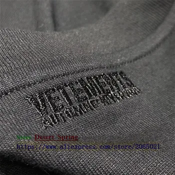 Ilgomis Rankovėmis Vetements marškinėliai Vyrams, Moterims, skalbimo Etiketės Vetements T-shirts VTM Logotipą, Print T-shirt Atgal Siuvinėjimas Viršūnes Tee