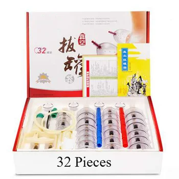 Pigūs 32 Skardinės 12 Skardinių puodelių kinų vakuuminės medicininė vaistinėlė ištraukti iš vakuuminio aparato terapijos atsipalaiduoti massagers kreivė siurbimo siurbliai