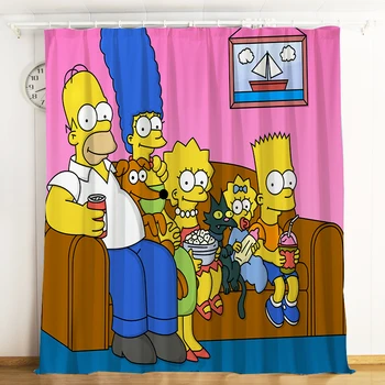 Simpsonų 3D Atspausdintas Užuolaidų Vaikai Miegamojo Kambarį Užuolaidų, Namų Dekoro Salonas Kambarys Blackout Užuolaidos
