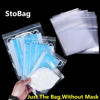 StoBag 100vnt Storio Skaidrus Zip-Lock Plastikinės Sandėliavimo Krepšiai Kaukė Paketinių Reclosable Pakuotės Maišelis