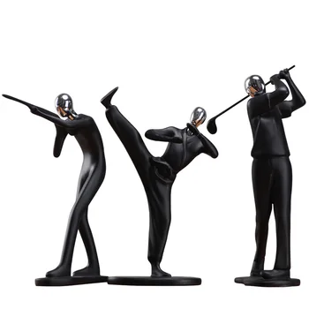 Šiuolaikinio abstraktaus black Žmogaus skulptūra, statula dervos juvelyrikos namų puošybai aksesuarai dovanos geometrijos derva Pora Skulptūrų