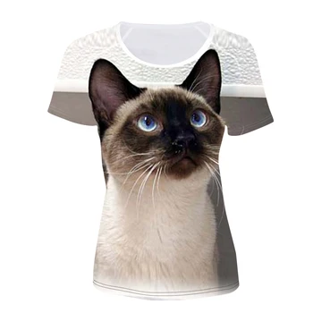 NoisyDesigns Marškinėliai Moterims Top Marškinėliai Mielas Siamo kačiukas Katė Paauglių Mergaičių, Brazilija Moterų Kawaii T-marškinėliai Moterims Vetement Femme