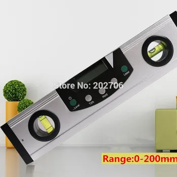 200mm Lazerinis Skaitmeninis Lygis LCD ekranas skaitmeninis matlankis su Lazerio Spindulys Raudonos spalvos Lazerio Lygio Lazeris Horizontalus 0-200mm
