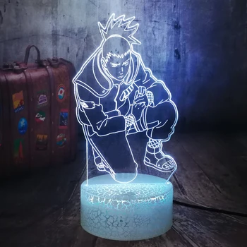 Nara Shikamaru Naruto Anime Pav 3D Iliuzija LED Nakties Šviesos Crackle Baltos Bazės Nuotolinio Stalo Lempos Naruto Fanai Gimtadienio lempos