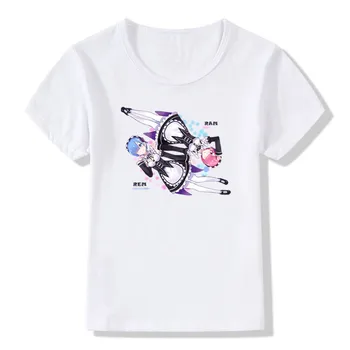 2020 Vaikas Merginos Spausdinti Re:Zero REM Animacinių filmų Marškinėliai Vaikams Anime trumpomis Rankovėmis Balti marškinėliai Kūdikiams Mados Drabužių, ooo676