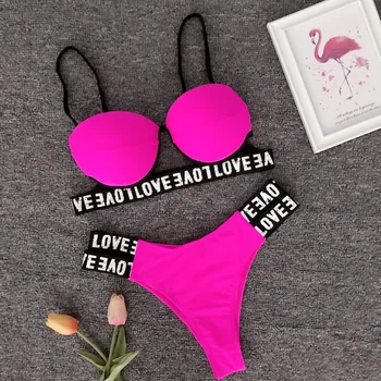 Seksualus, Moterų maudymosi Kostiumėliai, Push UP Bikinis Brazilijos Meilės Laišką Išspausdinti Tvarstis maudymosi kostiumėlį Badpak Vasaros Maudymosi Kostiumą stroj kapielowy