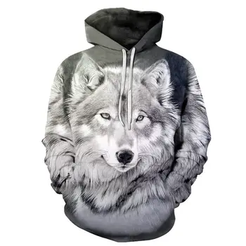 2018 naujas vilkas hoodie vyrų hoodie rudenį ir žiemą, hip-hop hoodie laisvalaikio prekės ženklo 3D vilkas hoodie