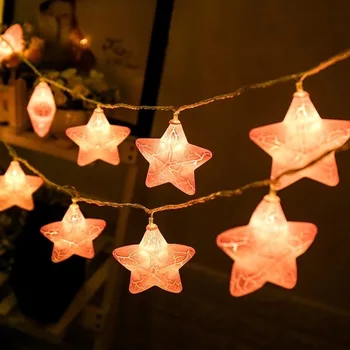 LED Ledo Plyšių Žvaigždžių Žiburiai Kalėdų Pasakos Žvaigždžių String Žibintai Mielas Šiltai Balta Girlianda Apšvietimas Kalėdos Vestuvių Namų Puošybai