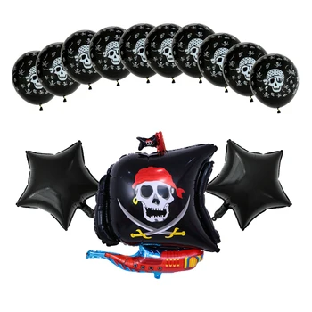 104pcs Piratų laivas, valtis balionų Girliandą Nustatyti Kaukolės Polka Dot Latekso Helio Balionus, Gimtadienio Tema Dekoracijos Vaikų Globos