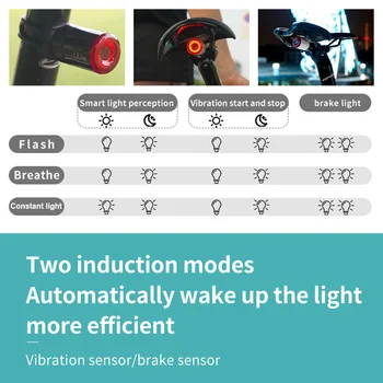 L1 Pažangios Automatinės Dviračių Šviesos Smart Stabdžių Dviratį užpakalinis žibintas LED MTB Galinis Žibintas USB Įkrovimo Dviračių Naktį Įspėjamasis Žibintas