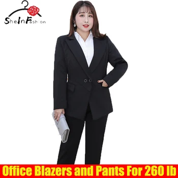 Plus Size 9XL OLIS Office Moteris Didelių Palaidų Office Sportiniai švarkai ir Kelnės Oficialų Rinkiniai Moterų Striukė Tinka Švarkas Ponios Femme Mujer