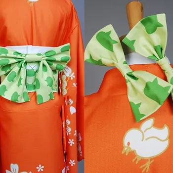 Anime Super Danganronpa 2 Hiyoko Saionji Kimono Cosplay Kostiumų Suaugusių Moterų Oranžinė Suknelė Kimono Helovinas Drabužiai Kostuums