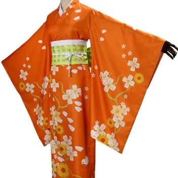 Anime Super Danganronpa 2 Hiyoko Saionji Kimono Cosplay Kostiumų Suaugusių Moterų Oranžinė Suknelė Kimono Helovinas Drabužiai Kostuums