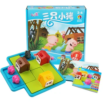 Tris Mažai Kiaulių ir Vilkas slėpynių Puzzle Žaidimas Žaislas 48 Iššūkis, su Sprendimo Strategijos stalo Žaidimai, IQ Mokymo Žaislą Dovanų