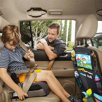 Automobilių galinių sėdynių Organizatorius su Touch Screen Tablet Turėtojas + 9 Saugojimo Kišenės Ateityje Kilimėliai Automobilio Sėdynės atlošo Apsaugų Vaikams Vaikščioti