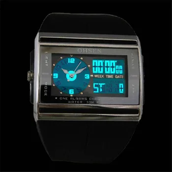 Masculino Analoginis Skaitmeninis Žiūrėti Vyrų LCD foninis apšvietimas OHSEN Prekės Vandeniui Žmogus Sportas Žiūrėti Kvarco Mados Laikrodis Laikrodis