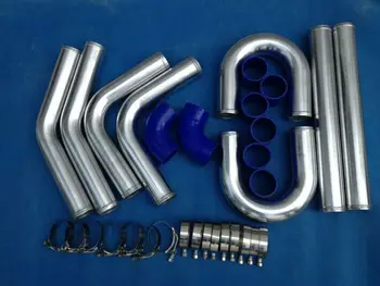 Aukštos kokybės 57mm naujų aliuminio universalus tarpinis aušintuvas Turbo Vamzdynas mėlyna žarna T-Clamp 2.25