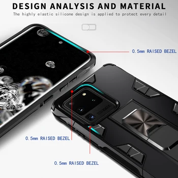 Magnetiniai Automobilių Mount Atveju, Samsung Galaxy S20 Ultra S10 S10e lite S8 S9 Plus Atveju Karinės Apsaugos Atramą Telefonas Apima