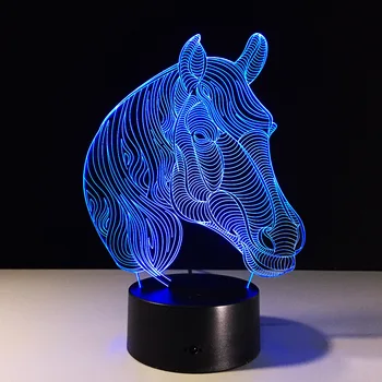 Arklių Naktį Led Lemputė USB Naujovė Dovanos, 7 Spalvų Keitimas Gyvūnų 3D LED Stalas Stalo Lempa, kaip Namų Dekoracija Mažiausia Kaina Lašas Laivas